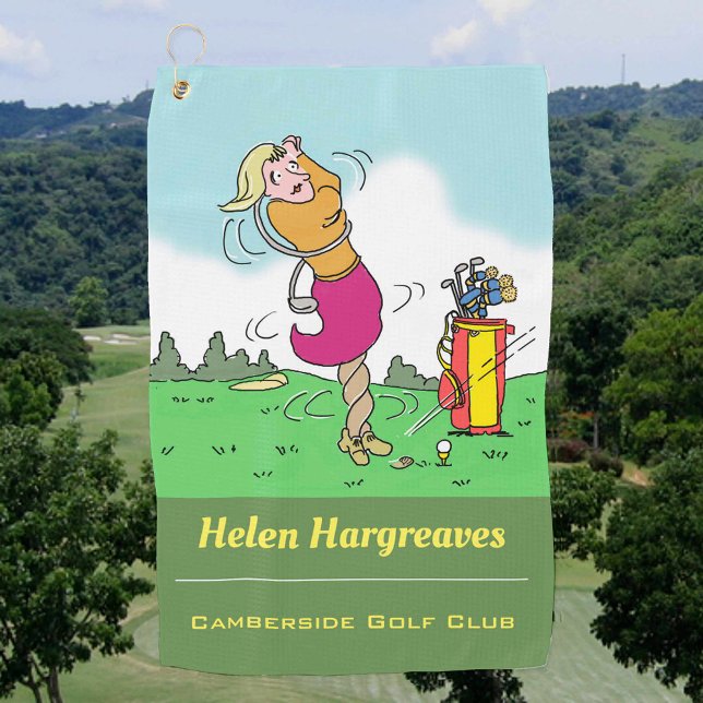 Woman Golfer Gets in a Twist Golf Towel (Creator Uploaded)