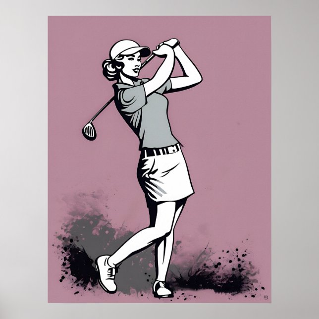 Woman Golfer - Golf Art Print (Front)