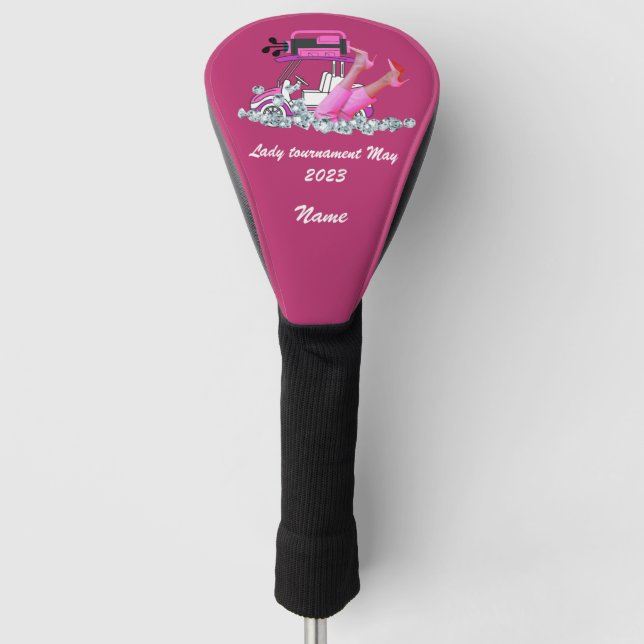 Woman golfer High Heel Shoes in Pink theme  Golf Head Cover (Front)