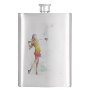 WOMAN GOLFER HIP FLASK