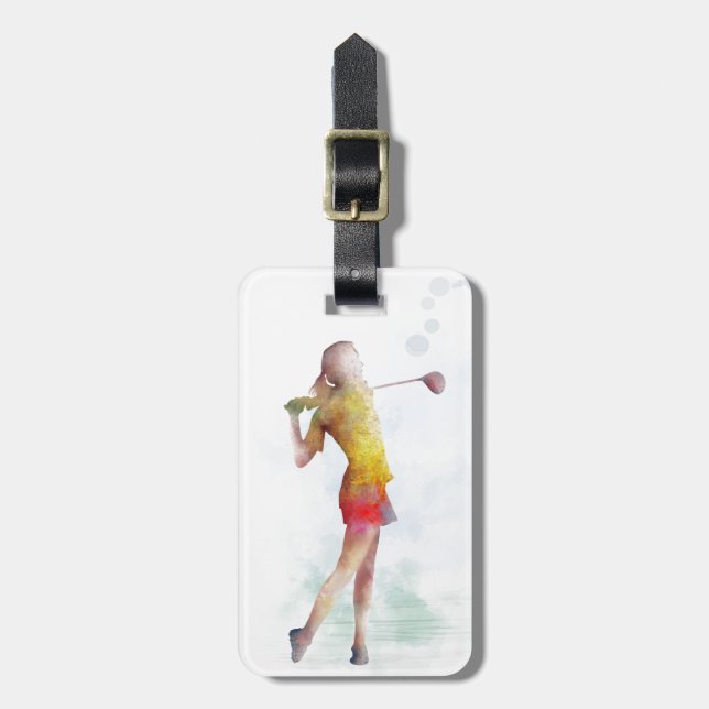 WOMAN GOLFER LUGGAGE TAG (Front Vertical)