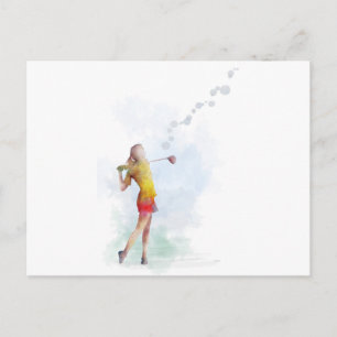 WOMAN GOLFER POSTCARD
