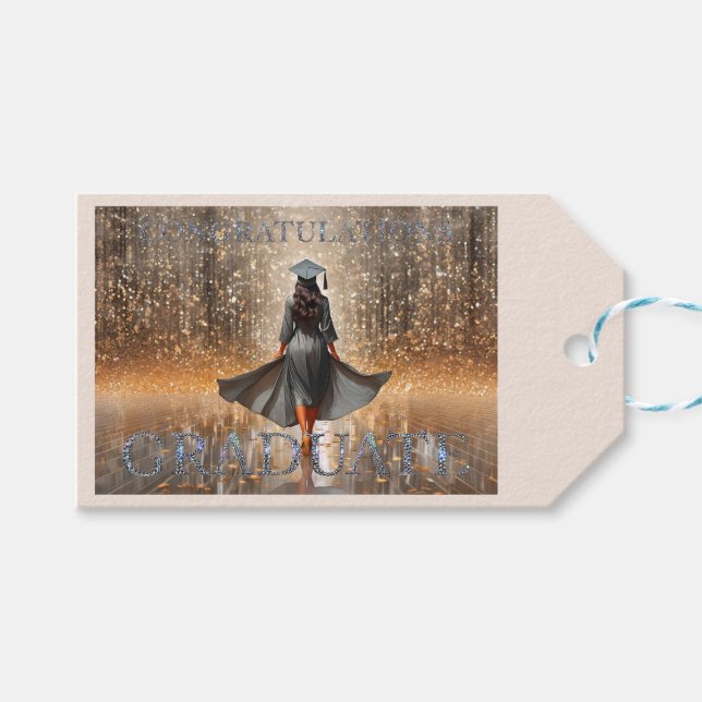  Woman Graduate Congratulations Gift Tags (Front (Horizontal))