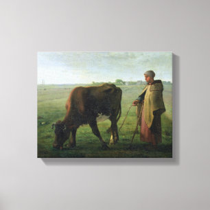 Woman Grazing her Cow, 1858 Canvas Print