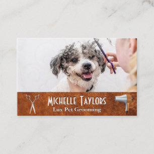 Woman Grooming Dog Business Card