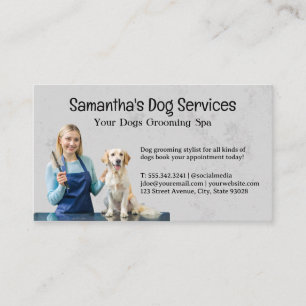 Woman Grooming Dog in Salon  Business Card