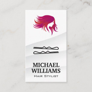 Woman Hair Flowing Logo   Hair Pins Appointment Card