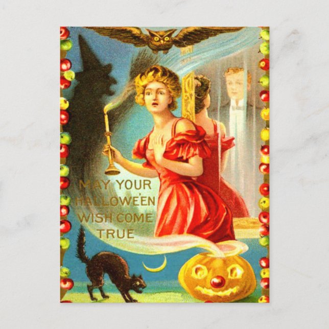 Woman Halloween Night Postcard (Front)