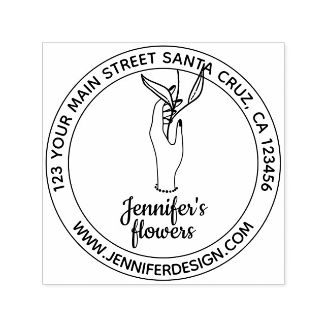 Woman Hand Holding Flower Self-inking Stamp (Design)