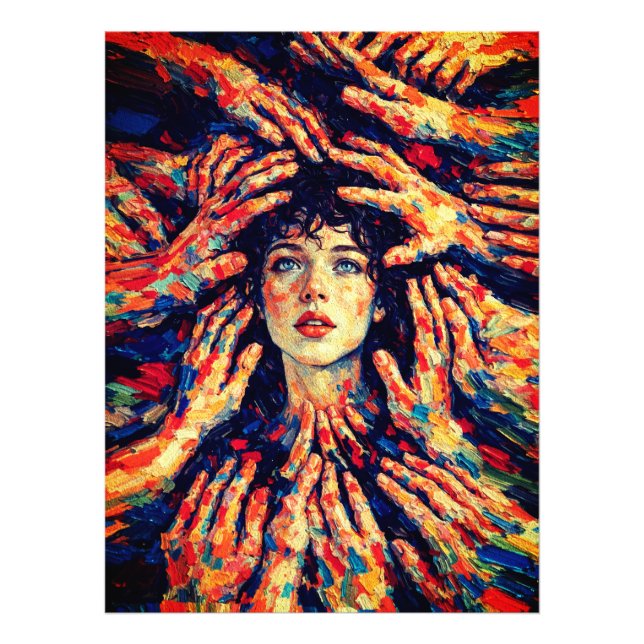 Woman Hands Covering Face Intense Emotional  Photo Print (Front)