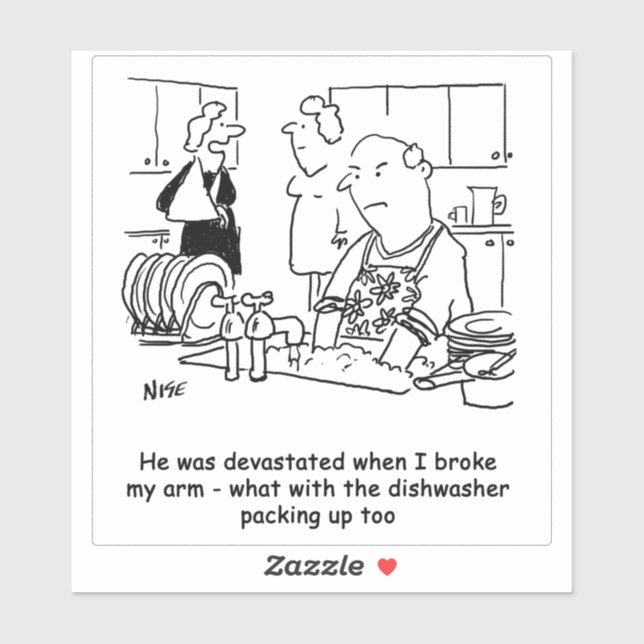 Woman has Broken Arm Man has to wash Dishes. Funny (Sheet)