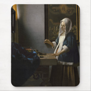 Woman Holding a Balance by Johannes Vermeer Mouse Pad
