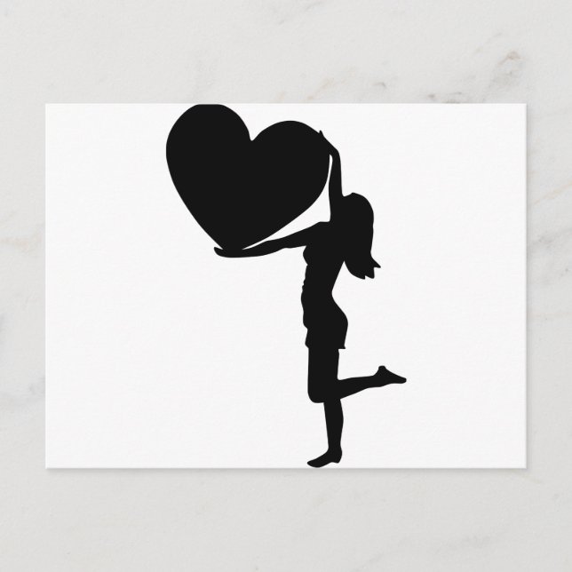 Woman Holding a Heart Silhouette - Valentine Postcard (Front)