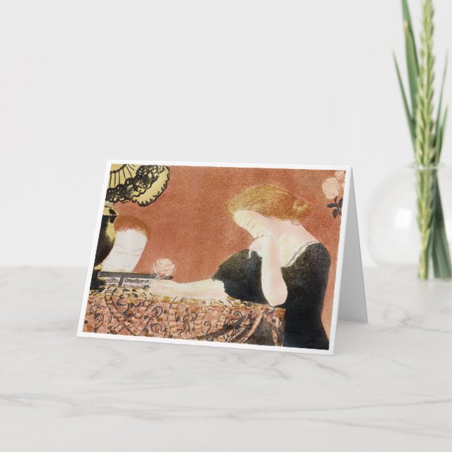 Woman Holding a Rose, Maurice Denis Card (Front)