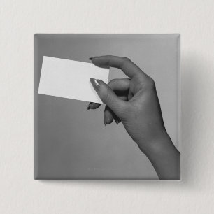 Woman Holding Card 15 Cm Square Badge