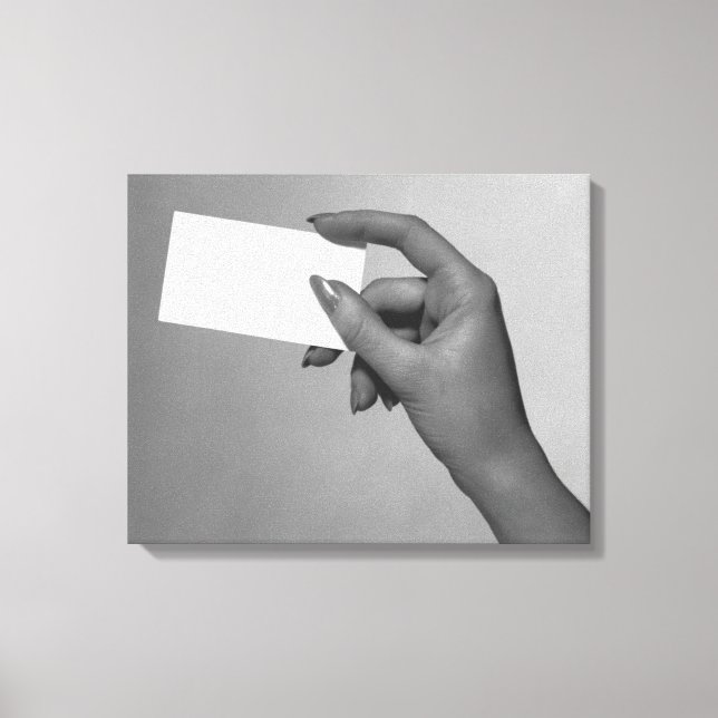 Woman Holding Card Canvas Print (Front)