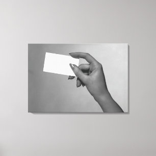 Woman Holding Card Canvas Print