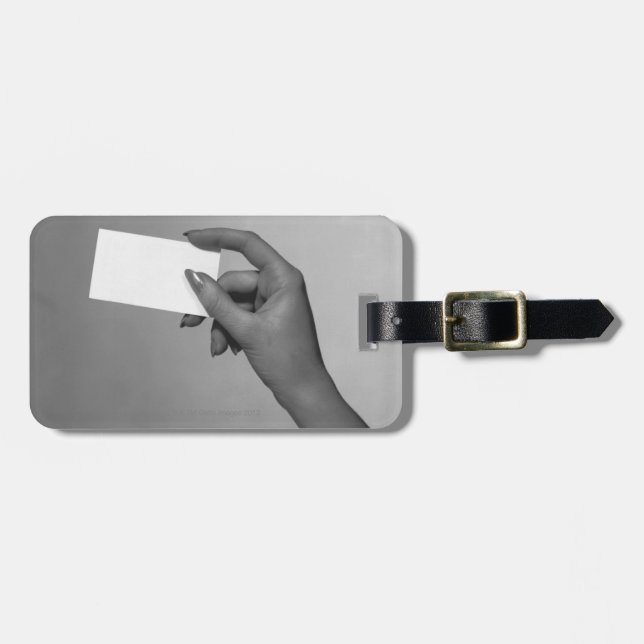 Woman Holding Card Luggage Tag (Front Horizontal)