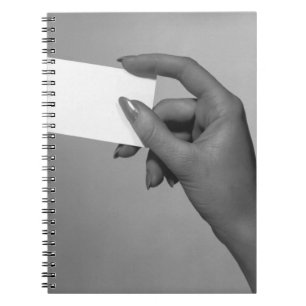 Woman Holding Card Spiral Notebook