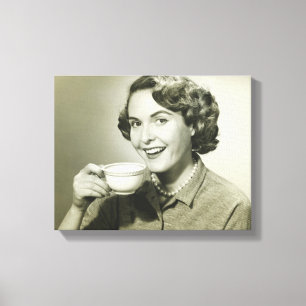 Woman Holding Cups Canvas Print