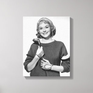 Woman Holding Golf Club Canvas Print