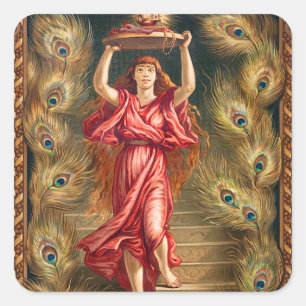 Woman holding lamp with flame from Aladdin's Lamp Square Sticker