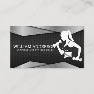 Woman Holding Weights   Fitness and Health Business Card