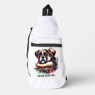 Woman Hugging Bulldog in Hat Sling Bag