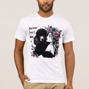 Woman Hugging Poodle With Flowers T-Shirt