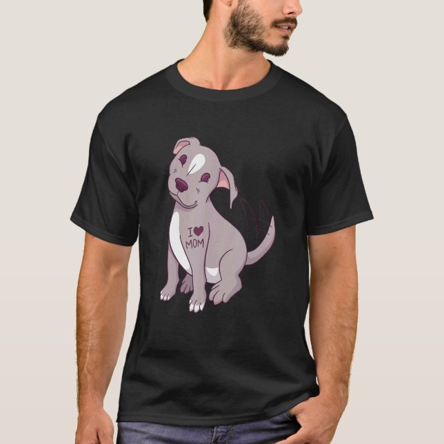 Woman I Love Mum Pibull Dog T-Shirt (Front)