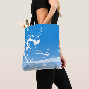 Woman Ice Skating Sport Illustration Tote Bag