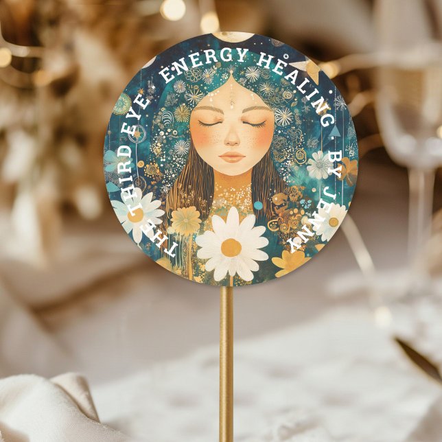 Woman Illustration Energy Heiler Reiki Spirituell Classic Round Sticker (Woman Illustration Energy Heiler Reiki Spirituell Classic Round Sticker)