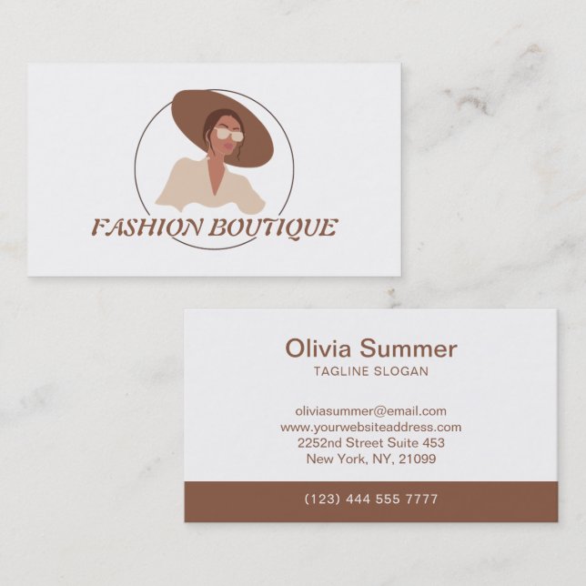Woman Illustration Fashion Boutique Business Card (Front/Back)