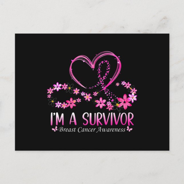 Woman I'm A Survivor Breast Cancer Awareness Pink  Postcard (Front)