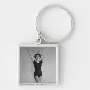 Woman in a ballet leotard portrait key ring