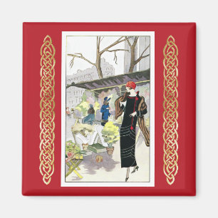 Woman in a black velvet business dress (1924)   magnet