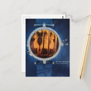 Woman in a Blue Watch Surreal Collage Postcard