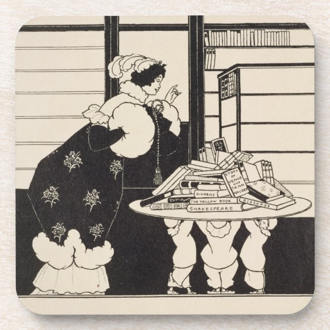 Woman in a Bookshop, design for a 'Yellow Book' co Coaster (Front)