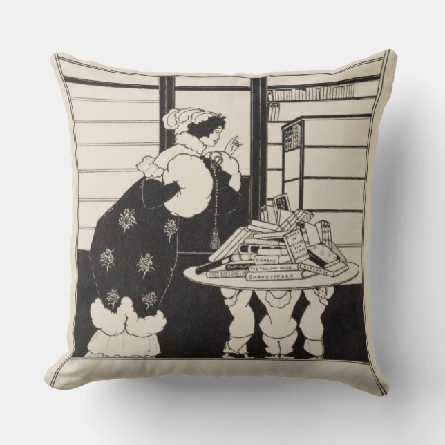 Woman in a Bookshop, design for a 'Yellow Book' co Cushion (Front)