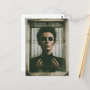 Woman in a Cage Break Free Surreal Art Postcard
