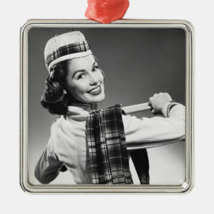 Woman in a Cap Metal Tree Decoration