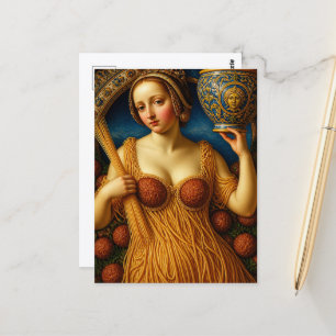 Woman in a dress made from Spaghetti Postcard