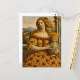 Woman in a dress made from Spaghetti Postcard