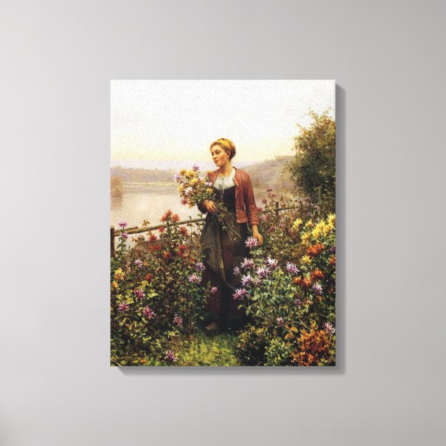 Woman in a Garden by Daniel Ridgway Knight Canvas Print (Front)
