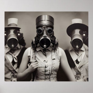 Woman in a Gas Mask Poster