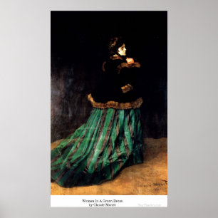 Woman In A Green Dress by Claude Monet Poster