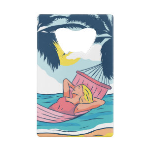 Woman in a Hammock at Beach