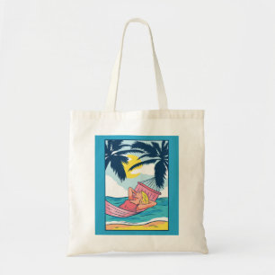Woman in a Hammock at Beach Tote Bag