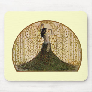 Woman in a Peacock Skirt Mouse Pad