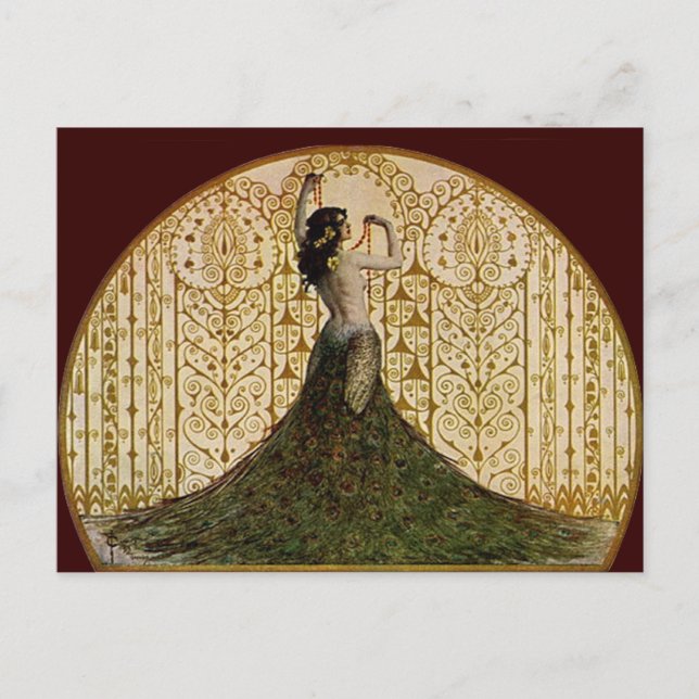 Woman in a Peacock Skirt Postcard (Front)